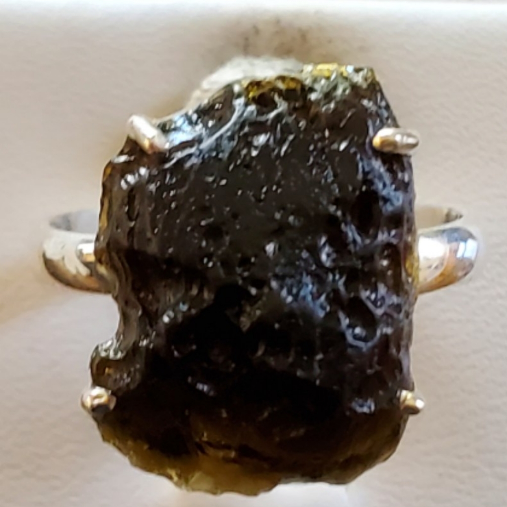 Genuine Czech Moldavite Ring Size 8.5